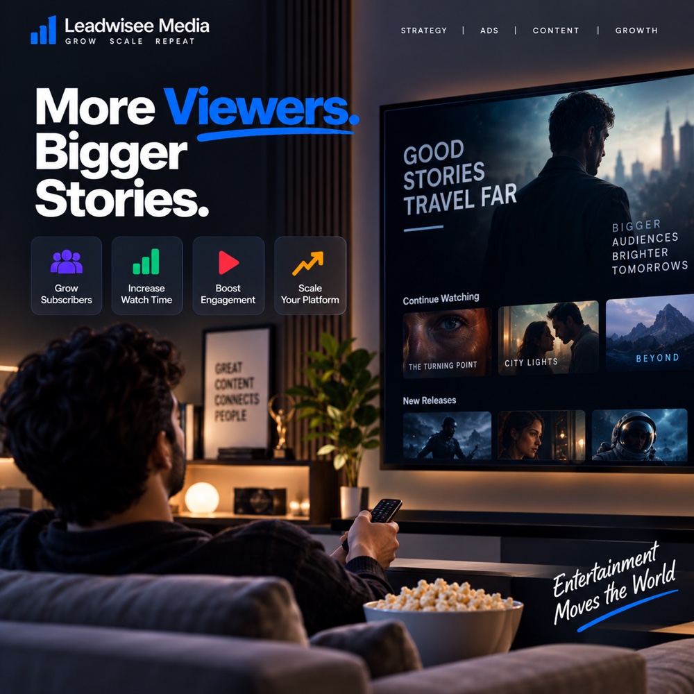 Leadwise OTT campaign creative: more viewers, bigger stories, subscriber and watch-time metrics