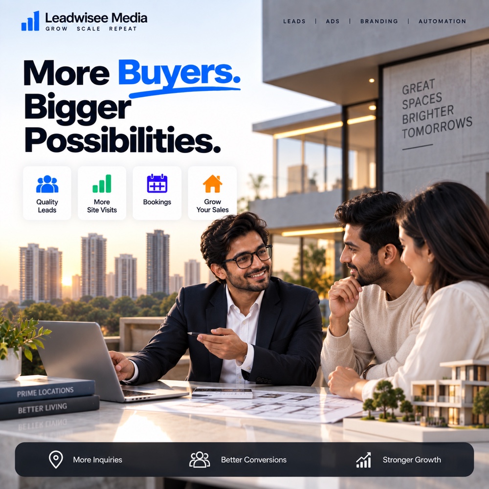 Leadwise real estate campaign creative: more buyers, bigger possibilities, inquiry and conversion metrics