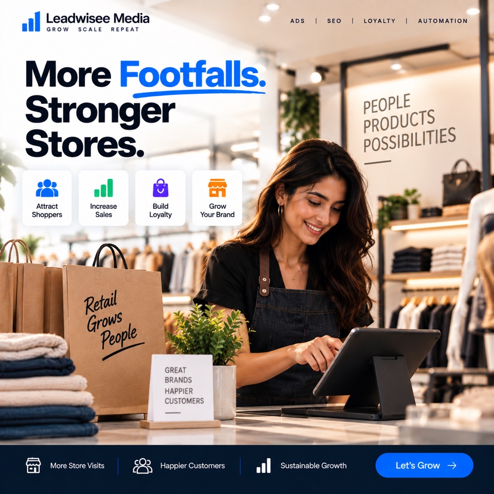 Leadwise retail campaign creative: more footfalls, stronger stores, customer loyalty metrics