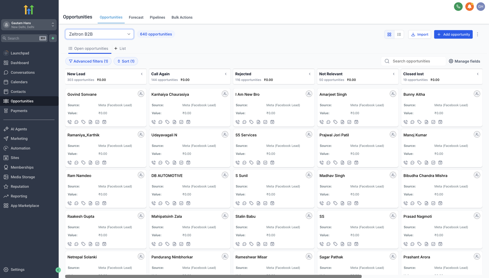 303 new leads, 144 active conversations