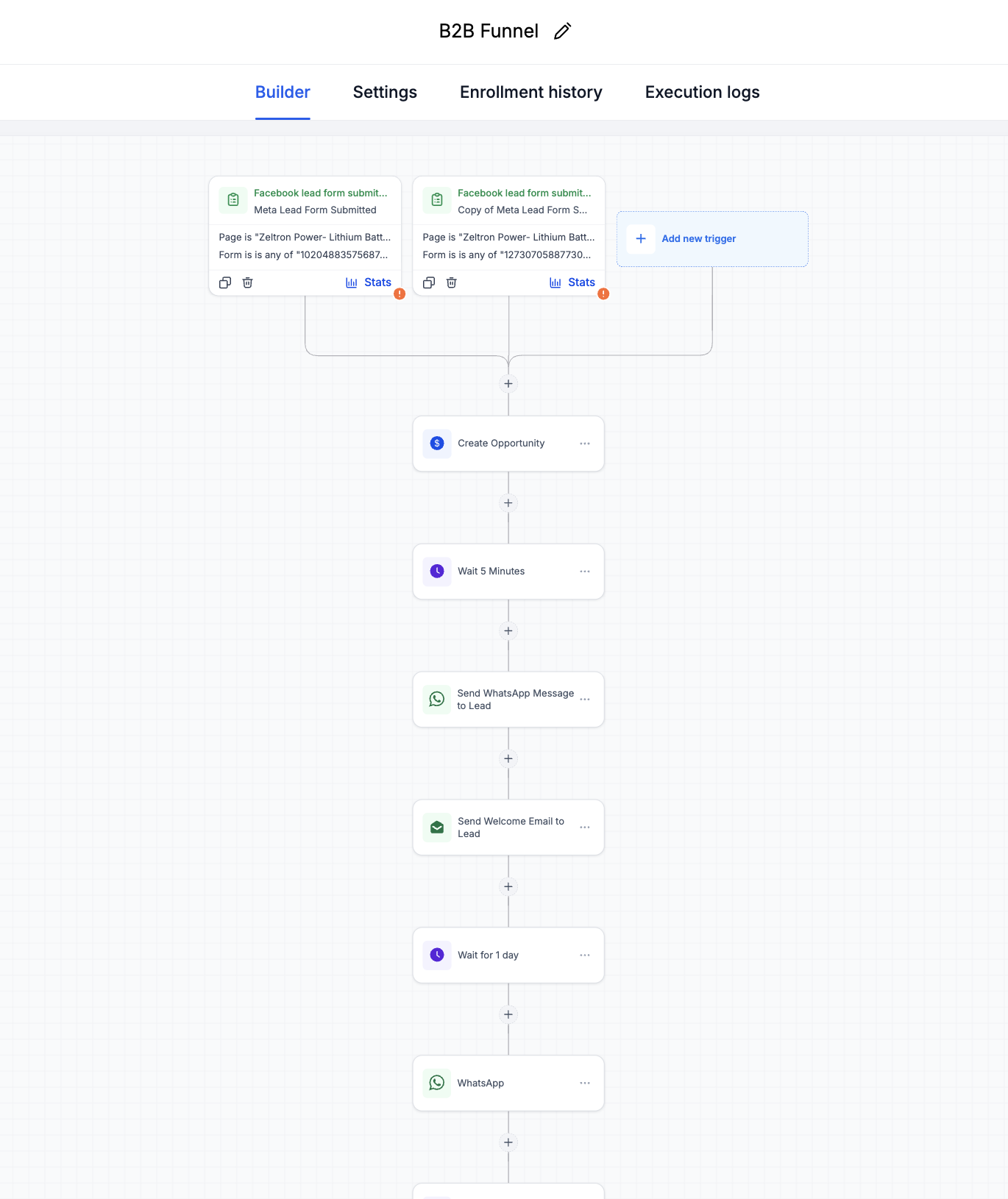 WhatsApp + email nurture, fully automated